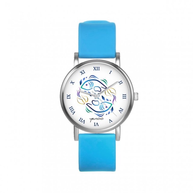 Zegarek mały - Ryby - silikonowy, niebieski
