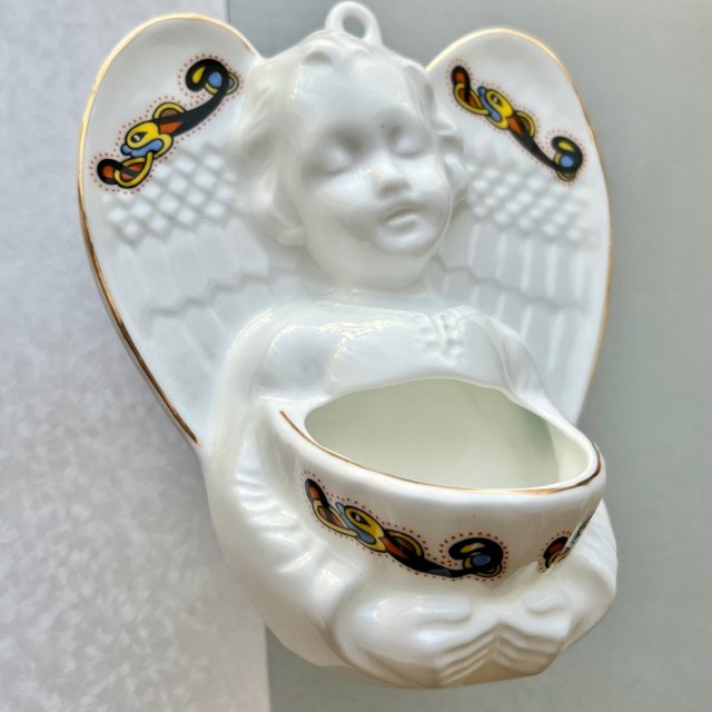 Aspersorium - rzadki przedmiot! ❤ Royal Tara Irish Porcelain Harmony Angel Water Font ❤ Kropielnica