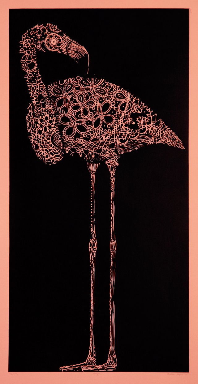 Flaming - linoryt 45x90cm