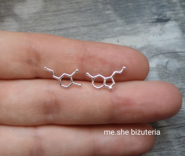 Komplet Kolczyki SEROTONINA + DOPAMINA, Srebro 925