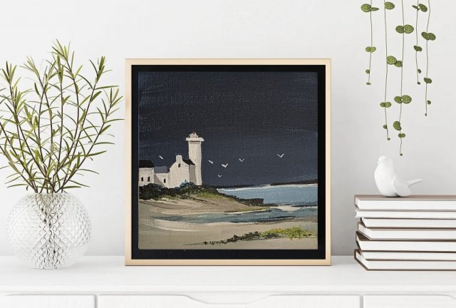 Mały prezent, oryginalny,  morze , obraz akrylowy, jasne kolorowe do domu miniaturowy nowoczesny prezent 15x15 cm