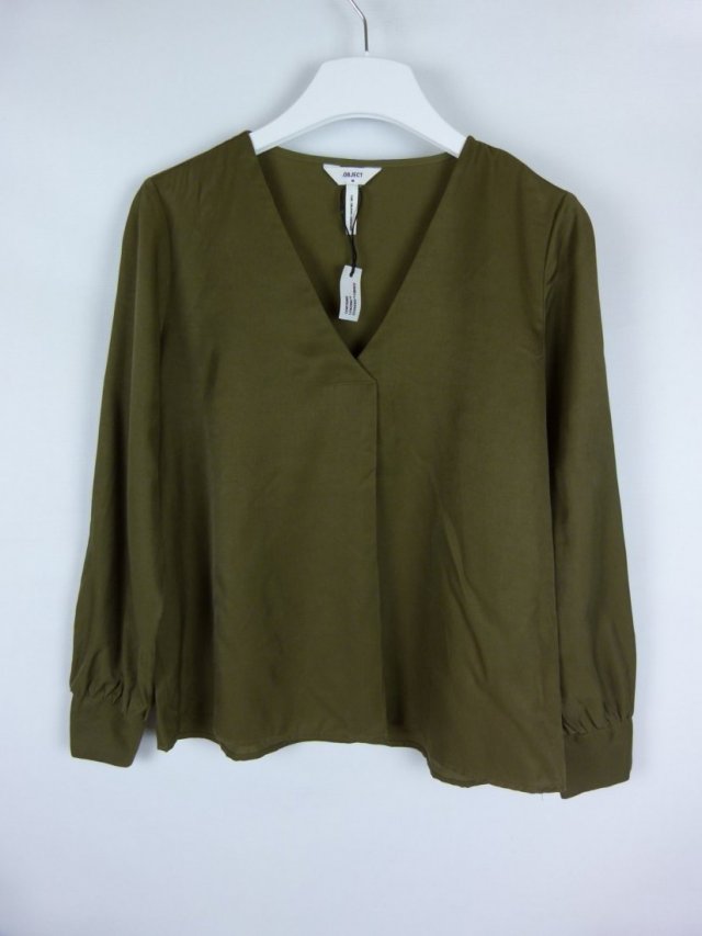 Object satynowa bluzka khaki wiskoza poliester 40