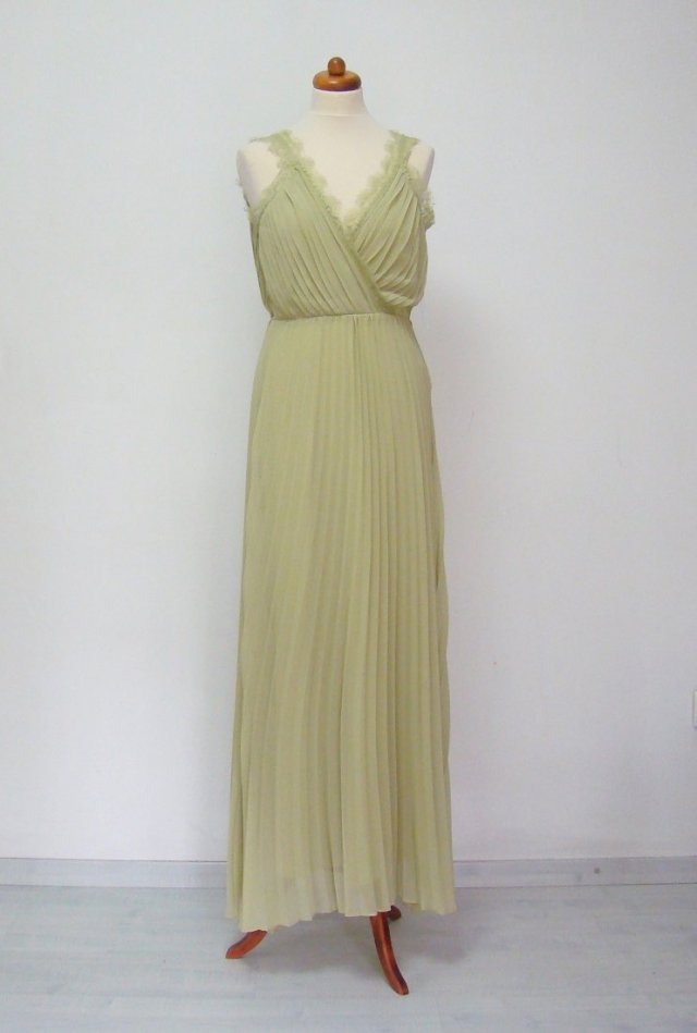 NA-KD* plisowana szyfonowa elegancka sukienka jasnozielona S/M