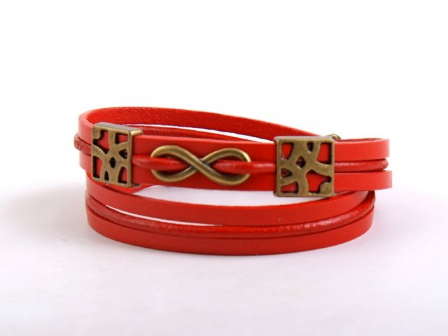 Bransoletka skórzana infinity