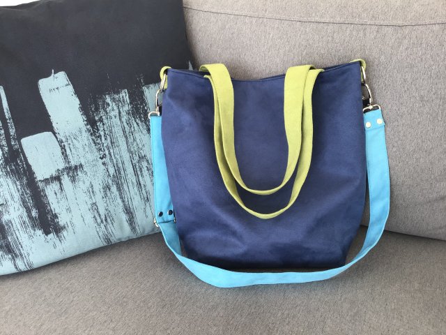 Torba hobo L - niebieski, limonka, turkus