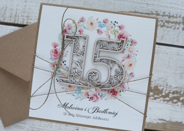 Wyjątkowa personalizowana kartka na 15 rocznicę ślubu