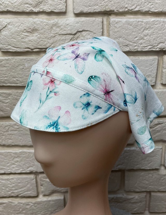 chustka na głowę czapka z daszkiem bambusowa na wiązanie czepeczka chusteczka na głowę