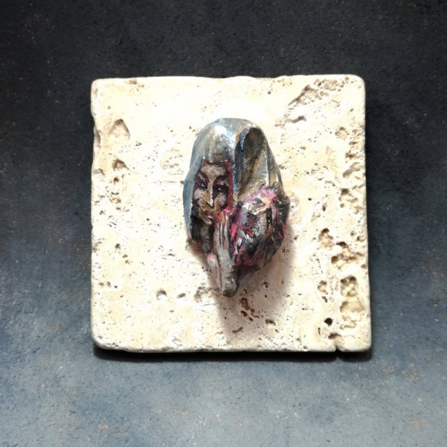 Matka obraz fresk na kamieniu Stone Soul z cyklu miniatur Dusze Kamieni DelfinaDolls