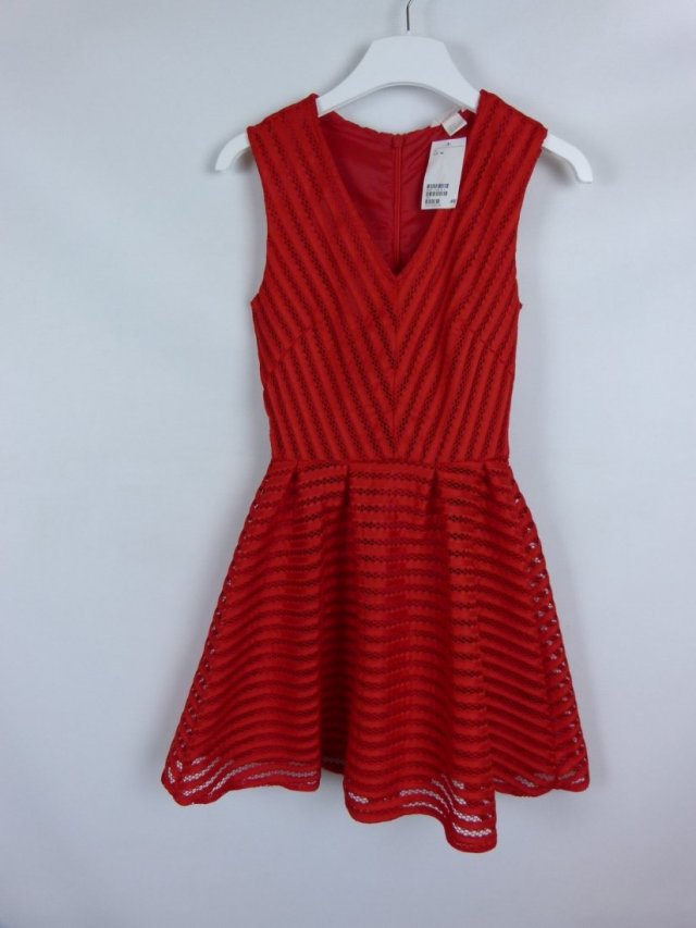 H&M rozkloszowana sukienka mini red / XXS z metką