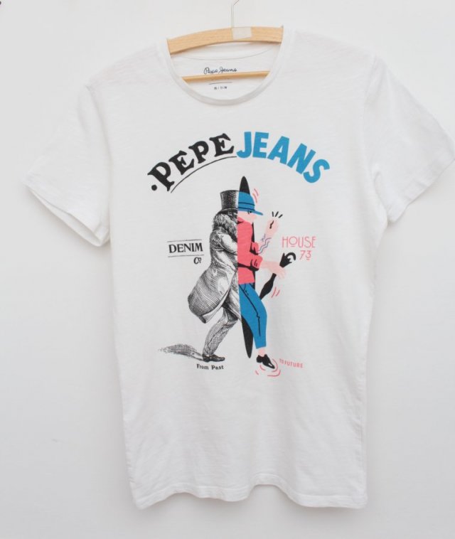 Krok do przyszłości Pepe Jeans T-shirt z printem ciekawy wzór