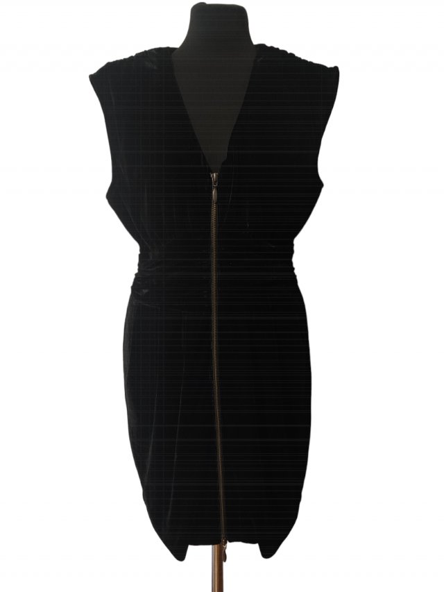 Czarna welurowa sukienka na suwak