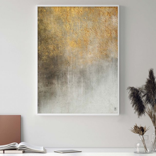 Plakat 50x70 cm - minimalistyczna abstrakcja ze złotem