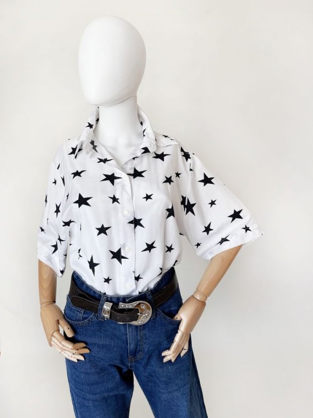 Koszula vintage w gwiazdy oversize oldschool