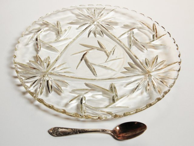 Kryształowa patera na ciasto, szlifowany kryształ, 30 cm
