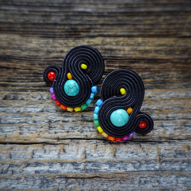 Kolorowe lentinki- kolczyki soutache