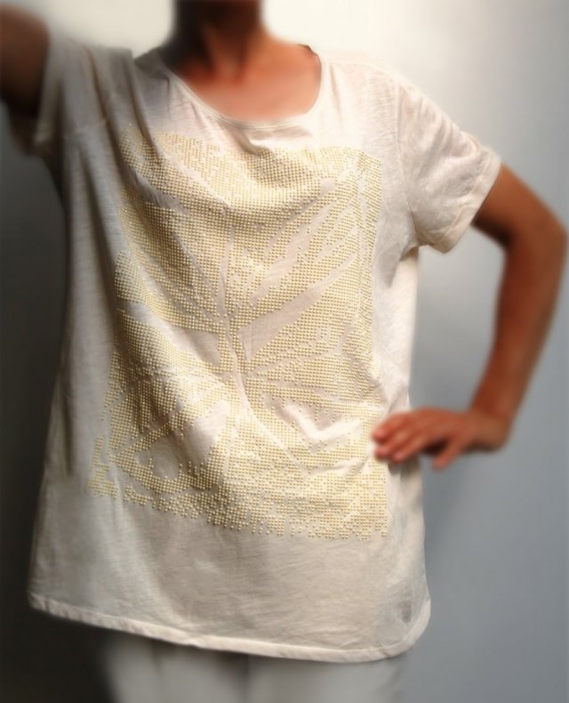 Luisa Cerano, r. 44, 46, t-shirt, długa bluzka z krótkim rękawem, tunika, bawełna, dżety, motyl