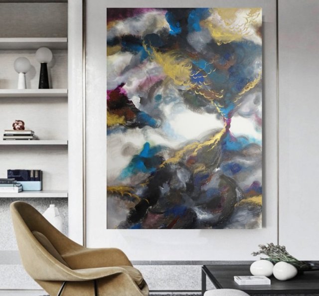 duży obraz do salonu abstrakcja olej na plótnie nowoczesna abstrakcja
