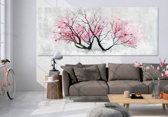 Obraz na płotnie do salonu z barwnym abstrakcyjnym drzewem, format 150x60cm 02313