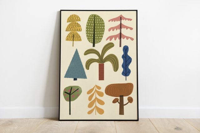 Plakat 30 x 40 cm cm Kolorowe drzewa