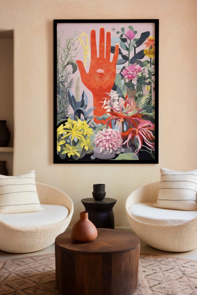 Plakat Pomocna dłoń kolor kolaż - format 61x91 cm