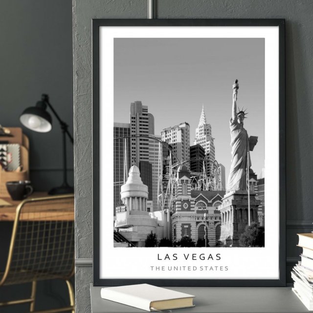 Plakat  czarno biały - LAS VEGAS 40x50 cm