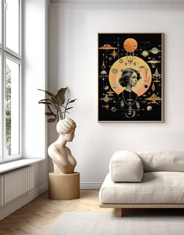 Plakat Kobieta astrologia kolaż  - format 40x50 cm