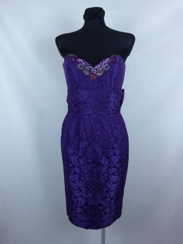 Helen Anderson gorsetowa sukienka midi vintage kokarda / XS