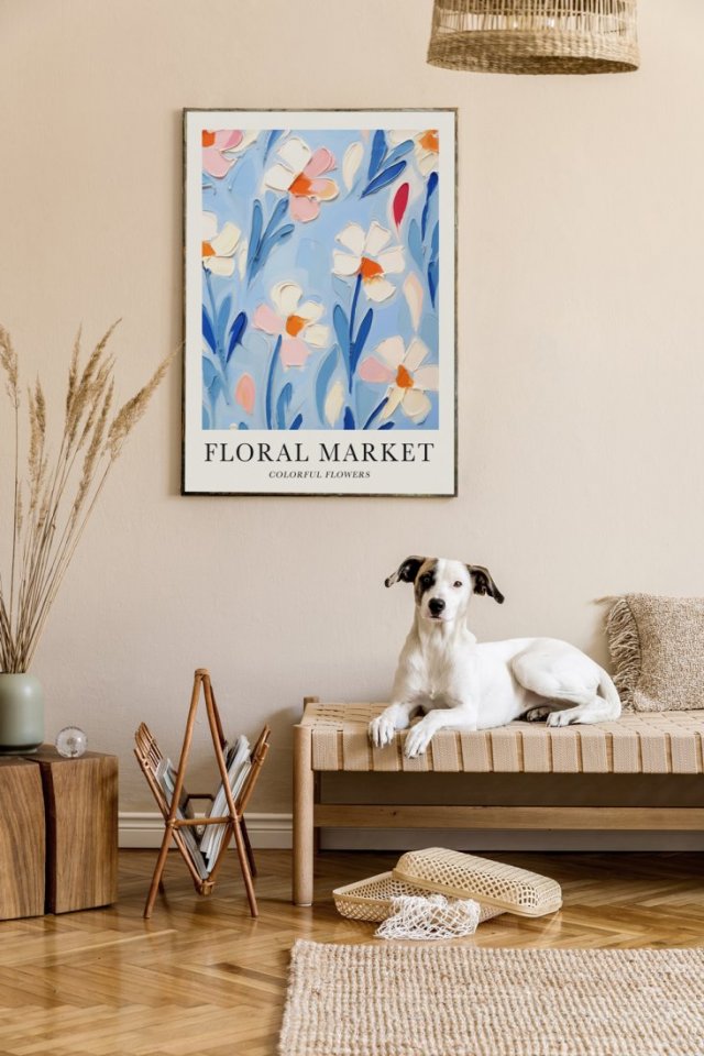 Plakat kolorowe kwiaty  - format 61x91 cm