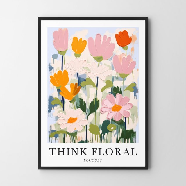 Plakat kolorowe kwiaty jasne - format A4
