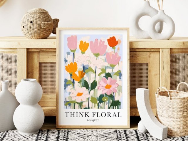 Plakat kolorowe kwiaty jasne - format 61x91 cm
