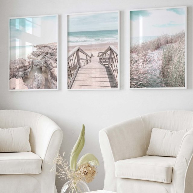 ZESTAW PLAKATÓW 50x70 cm, Pastelowe Pejzaże Morskie