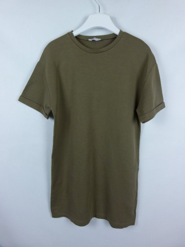 Zara Trafaluc długa bluzka tunika khaki bawełna / S