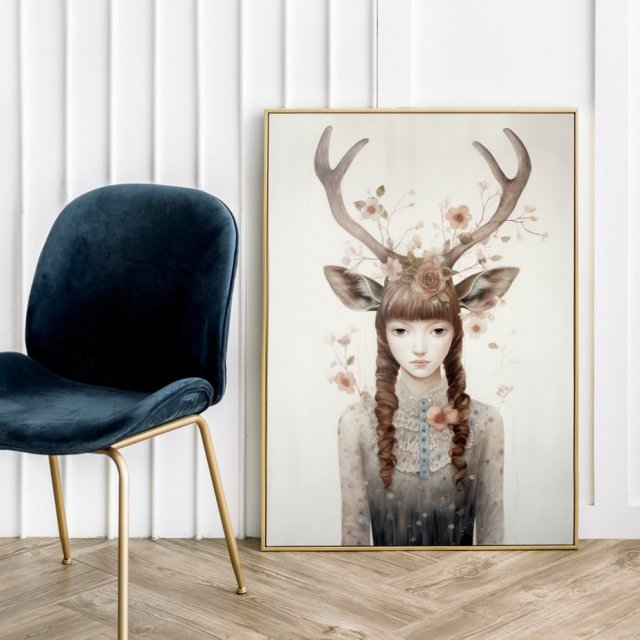 Ilustracja plakat Dziewczyna z lasu 50x70 cm