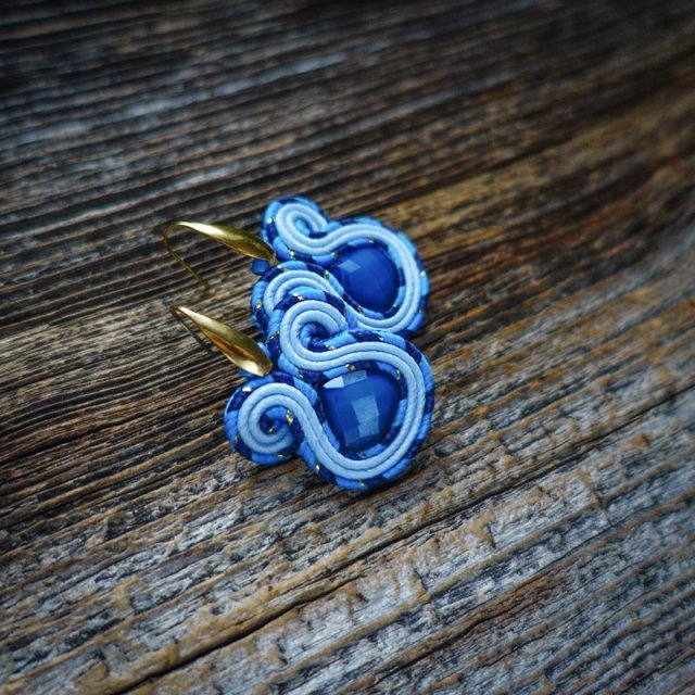 Niebieskie kolczyki soutache