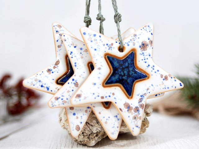 3 ceramiczne gwiazdki choinkowe - niebo