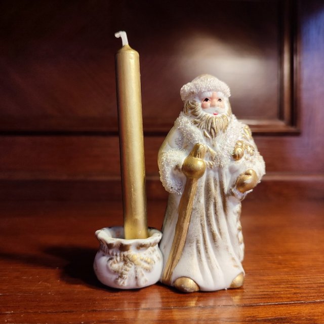 Świecznik-Mikołaj -figurka-vintage-w oryginalnym pudełku