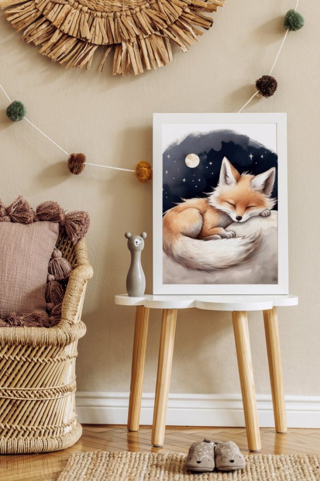 Plakat dla dzieci śpiący lisek 61x91 cm