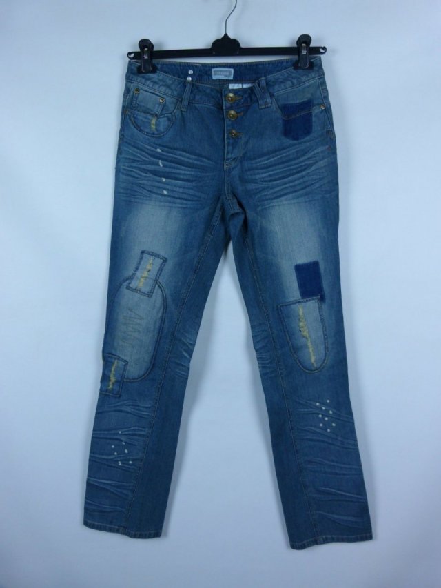 Rainbow spodnie straight jeans łaty 14 / 40