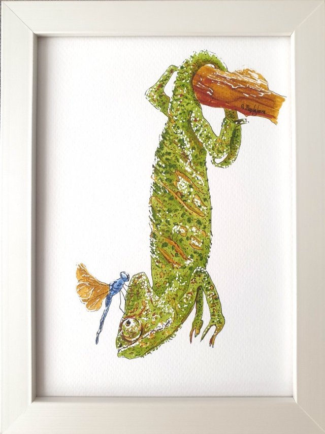 Obraz ręcznie malowany "Kameleon" +rama