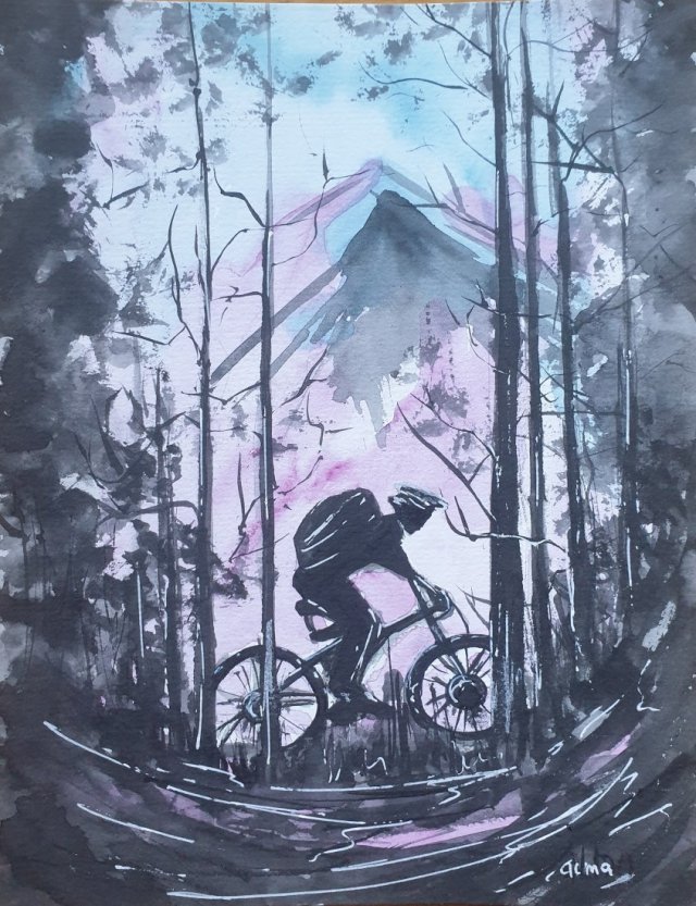 Obraz ręcznie malowany "Rower"