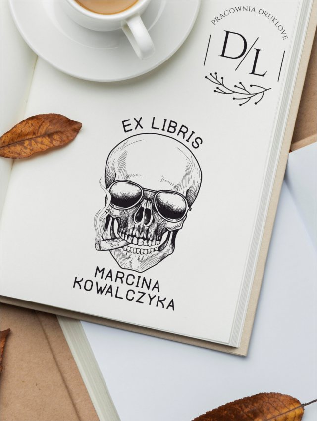 Stempel Ex Libris Exlibris personalizowany Czaszka Czacha