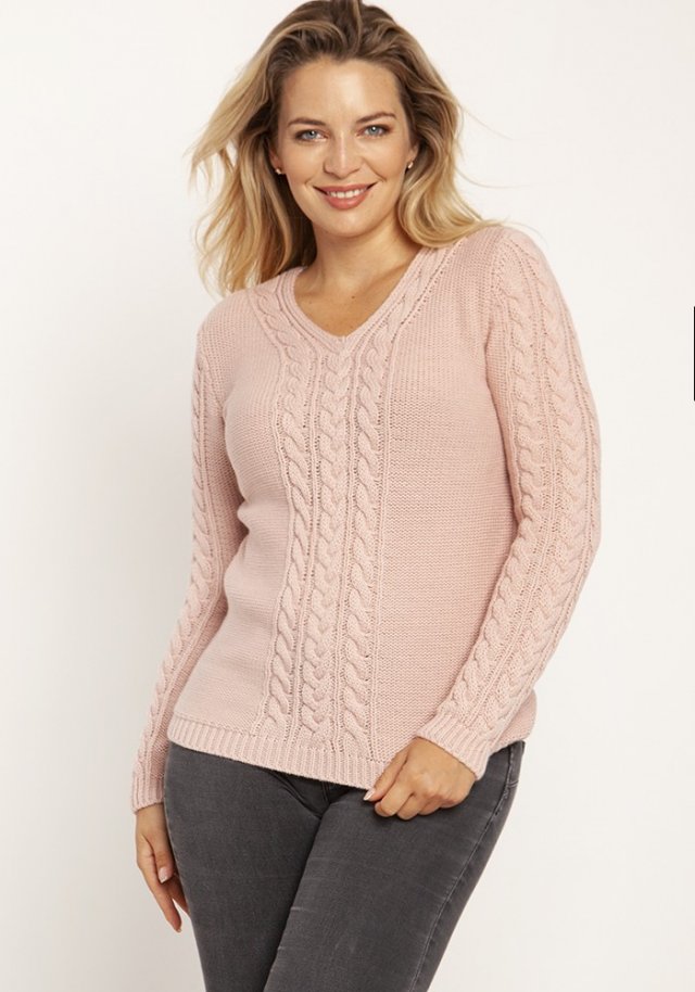 Klasyczny sweter - SWE186 pudrowy róż MKM