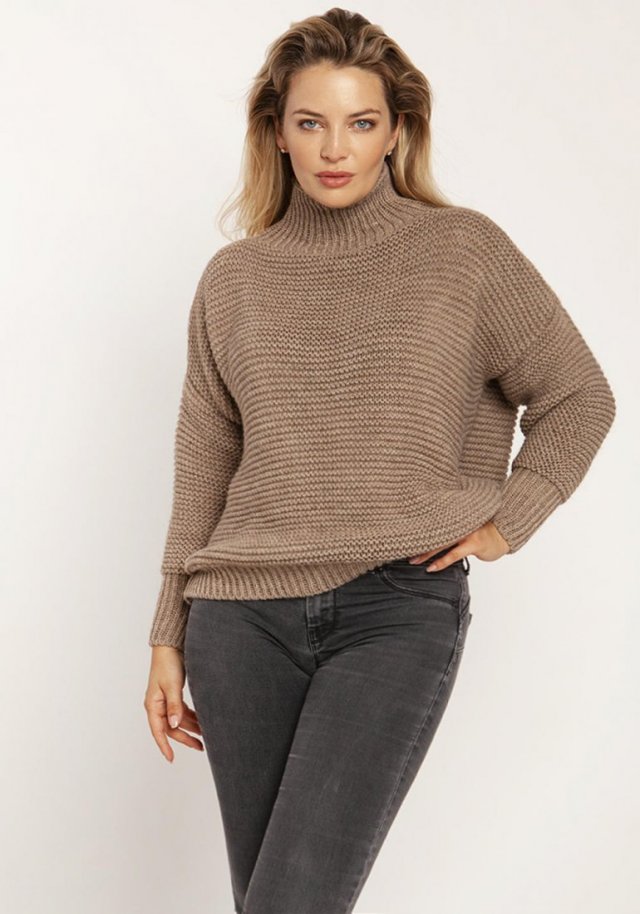 Sweter z golfem - SWE246 mocca MKM