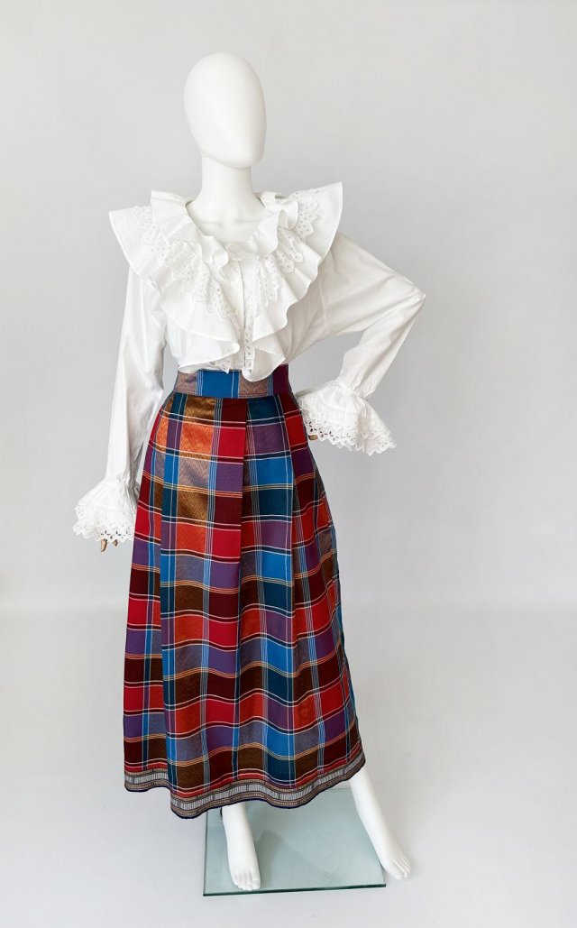 Maxi spódnica w kratę vintage retro rozkloszowana