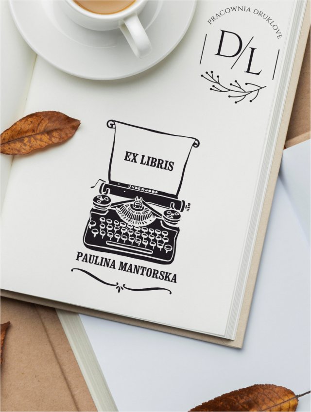 Stempel Ex Libris Exlibris personalizowany Maszyna do pisania