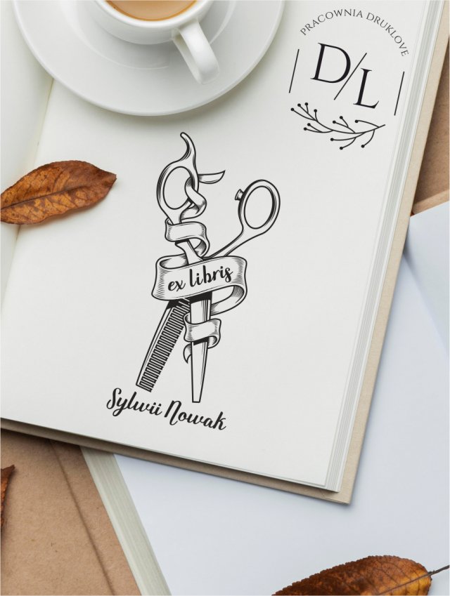 Stempel Ex Libris Exlibris personalizowany Nożyczki