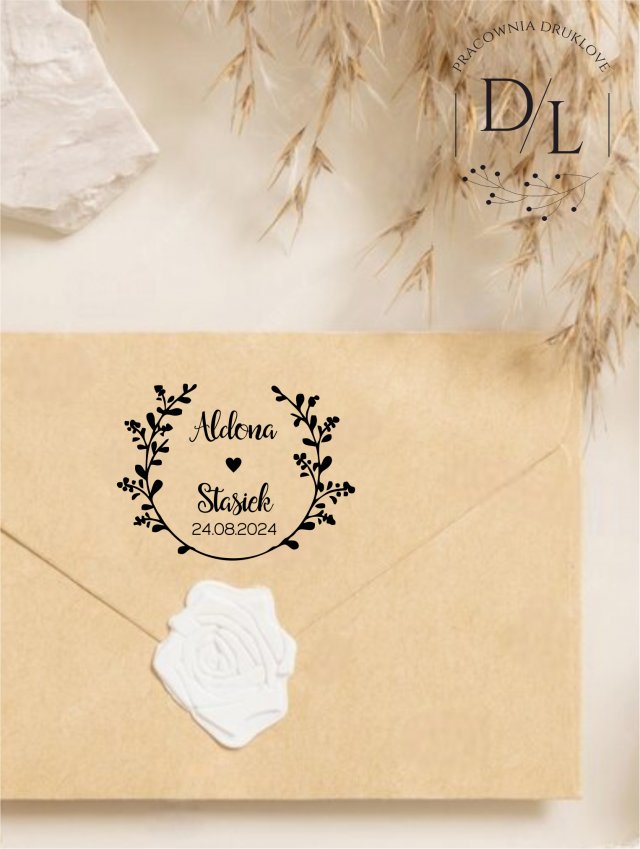 Stempel Ex Libris Exlibris personalizowany Ślub Wianek 8
