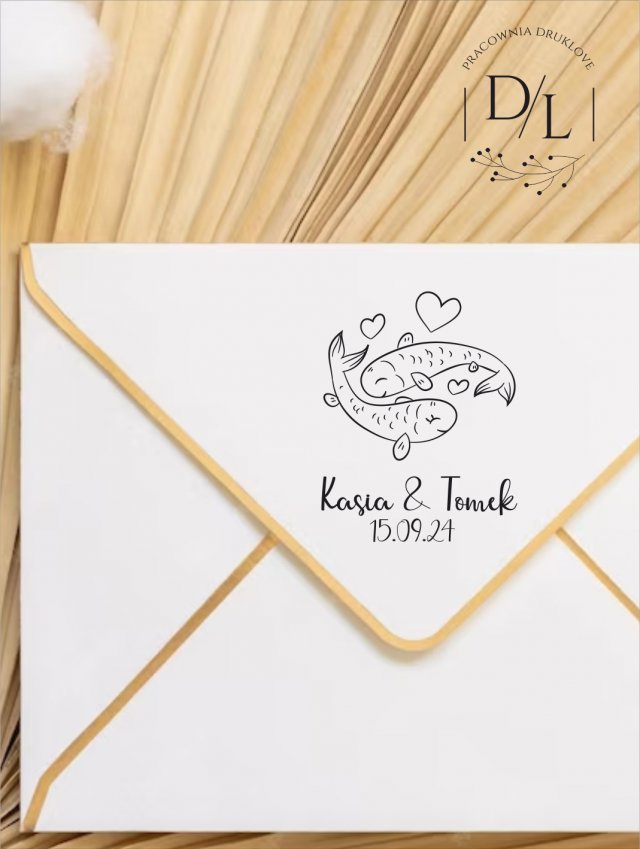 Stempel Ex Libris Exlibris personalizowany Zakochane Rybki