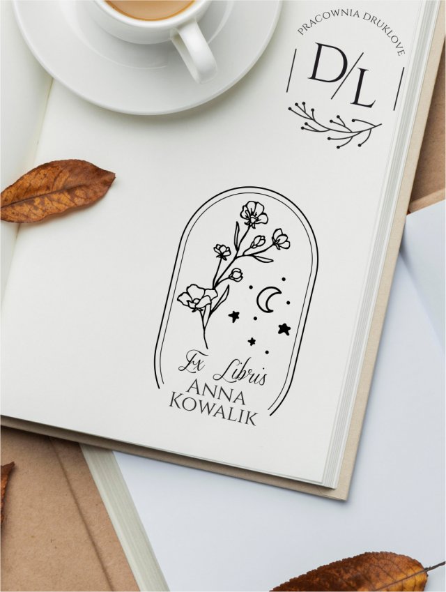 Stempel Ex Libris Exlibris personalizowany KWIATKI 1