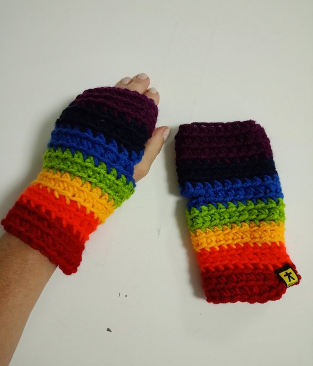 Tęczowe kolorowe mitenki rękawiczki